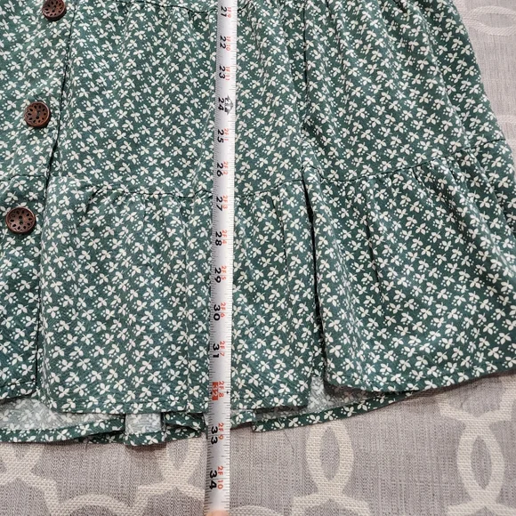 Ces Femme Pattern Button Front Short Sleeve Tunic Mini Dress S - Picture 9 of 9